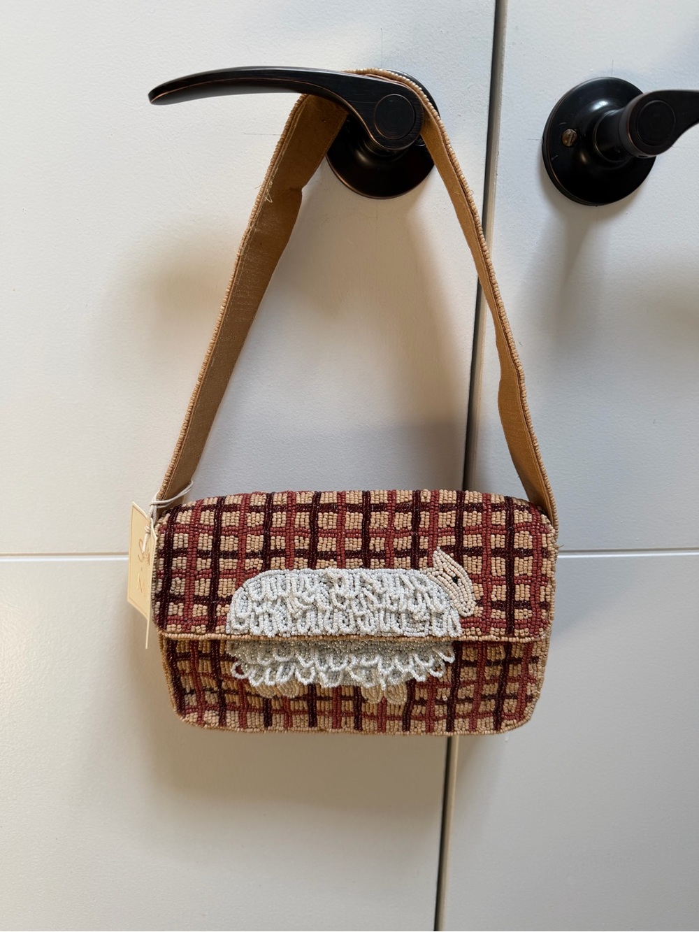 Beaded Sheep Bag Plaid Tartan Beaded Bag Viral NEW Fall